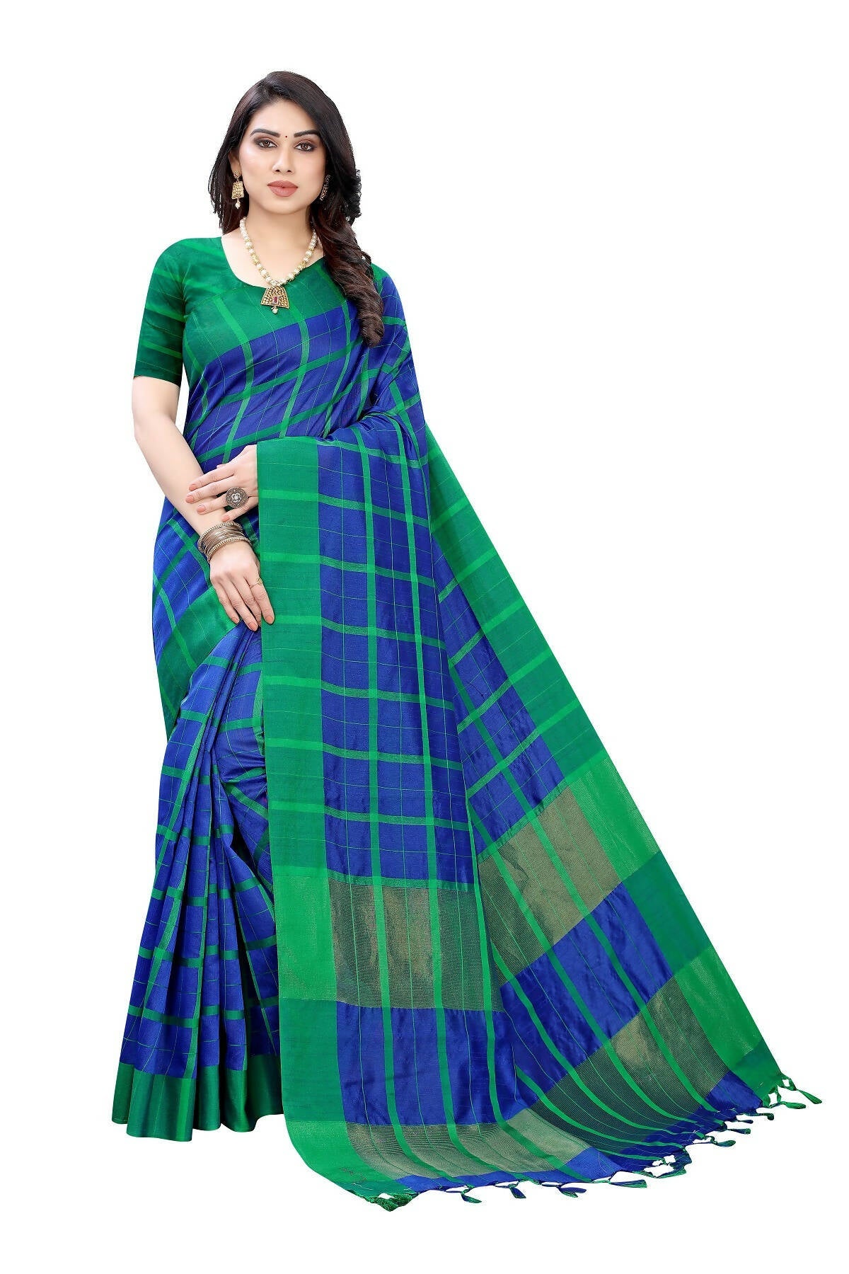 Vamika Navy Cotton Silk Weaving Saree (SATURN NAVY)