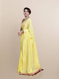 Suta Yellow Maroon Pure Cotton Saree