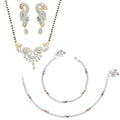 AanyaCentric Gold-Polished Mangalsutra Pendant Earring Set & Silver Plated Anklet