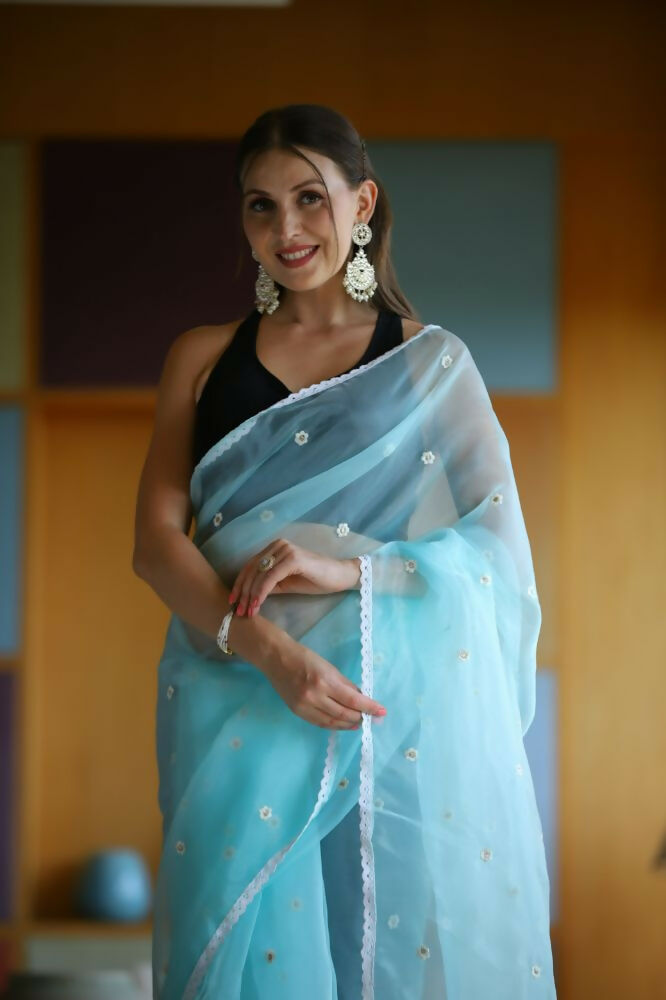 Vamsee Manbhari Sky Organza Saree