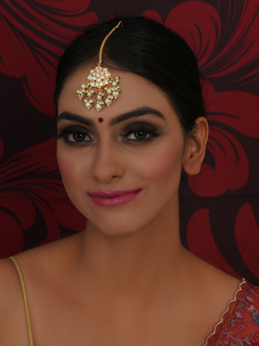 Kundan Maang Tikka (Gold) - Ruby Raang