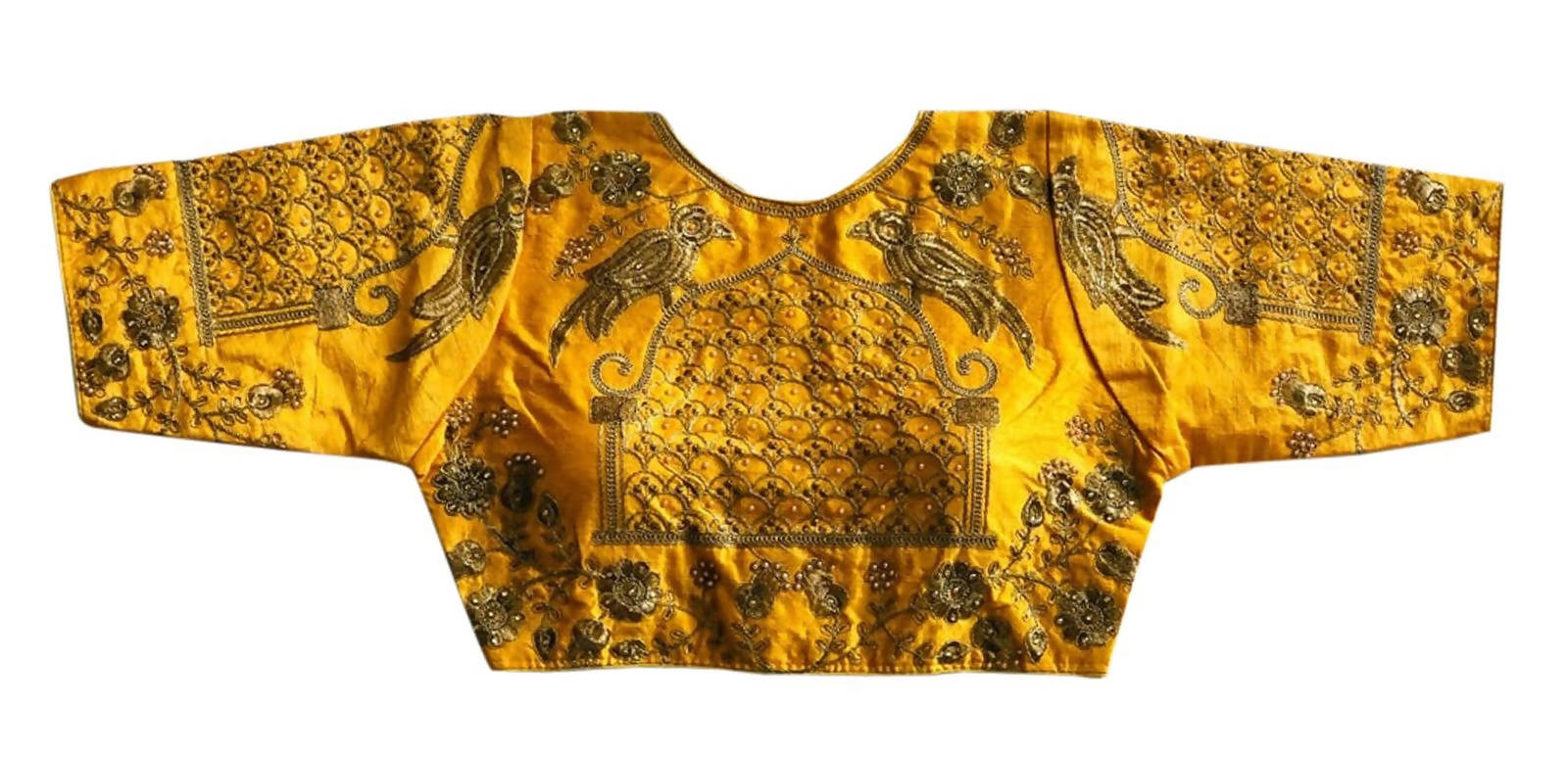 Vamika Mustard Banglori Silk Embroidery Blouse
