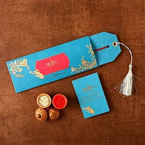 Meenakari Glimming Rakhi & Kaju Rolls Box