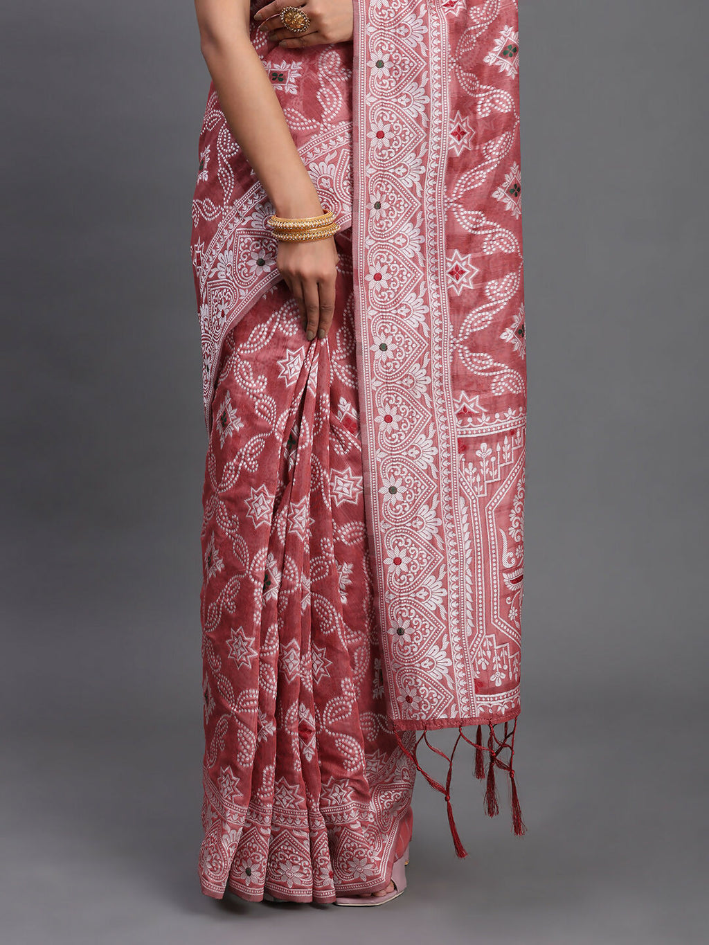 Shree Shyam Fashion Linen Cotton Peach Saree