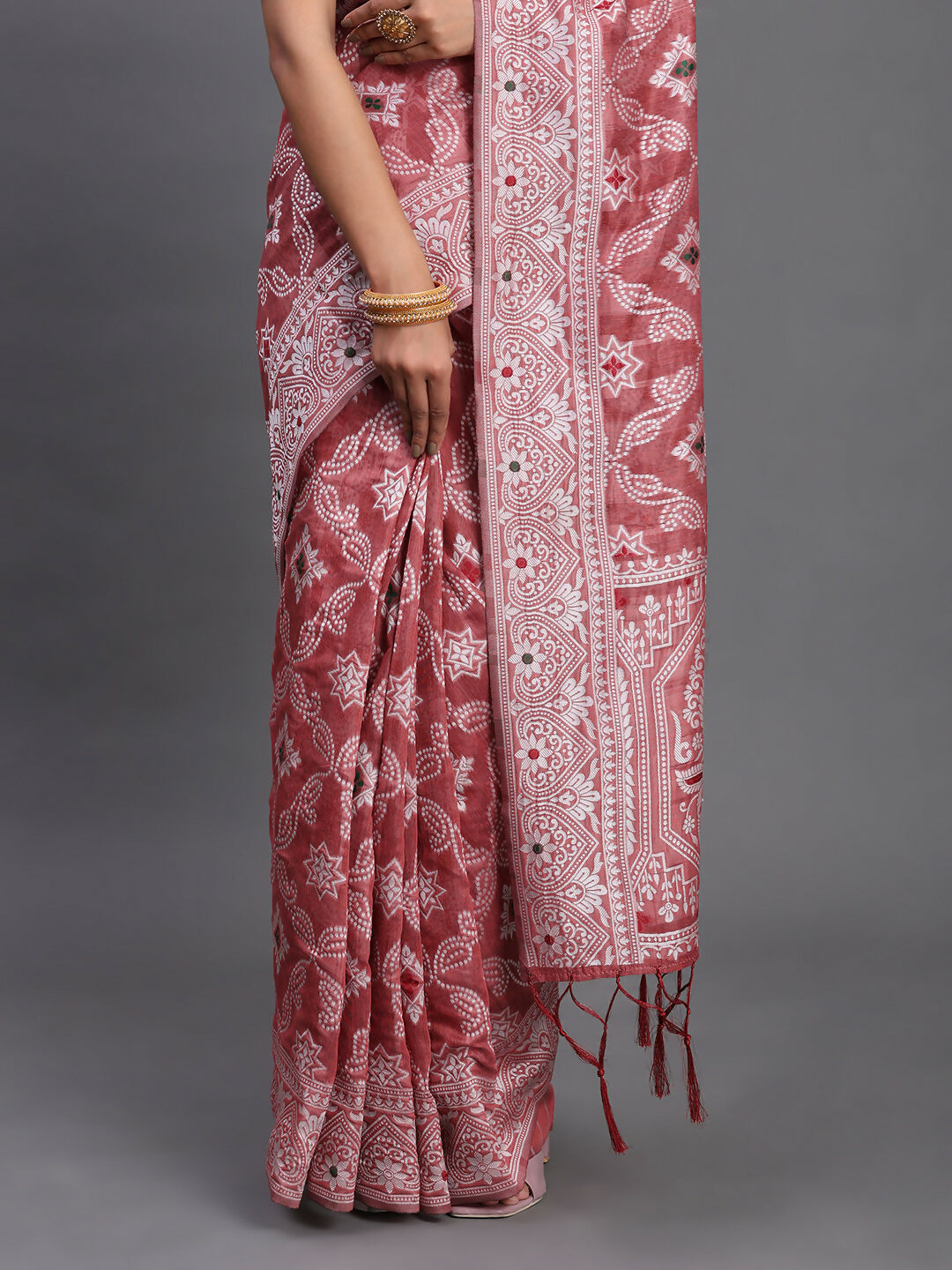 Shree Shyam Fashion Linen Cotton Peach Saree