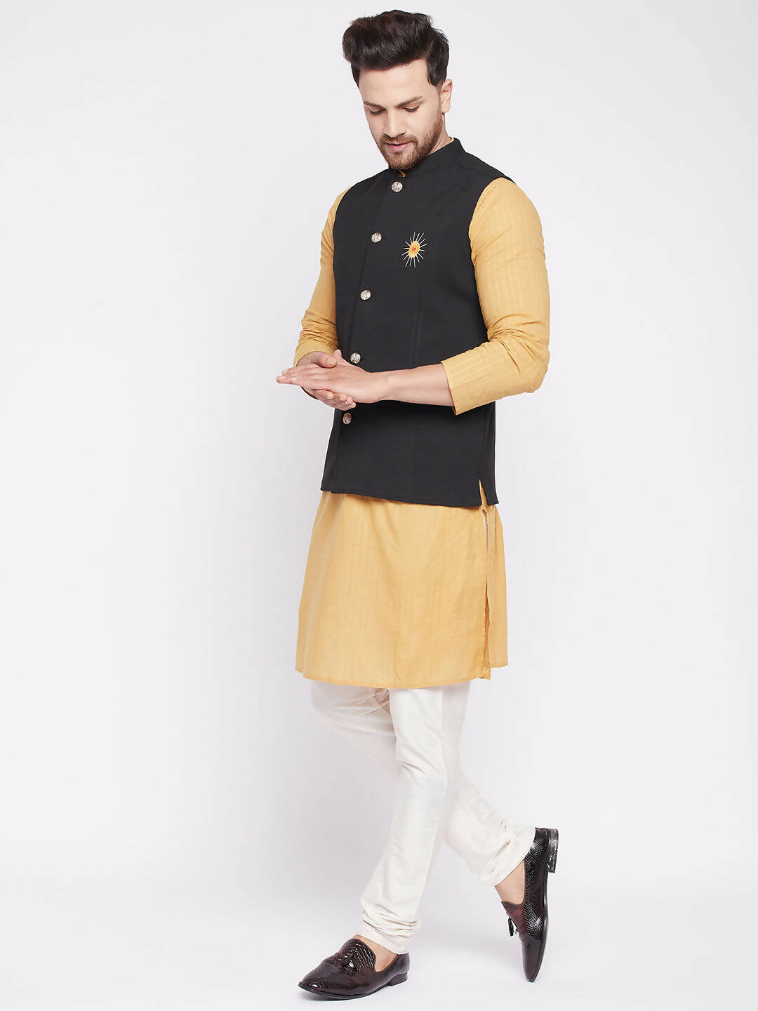 Even Apparels Men Black Nehru Jacket