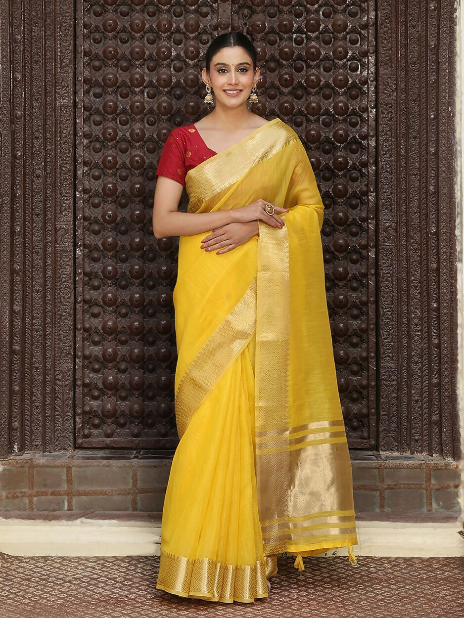 Shree Shyam Fashion Yellow Cotton Saree