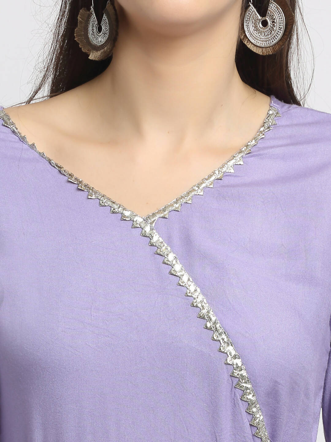 Rudra Bazaar Purple Angrakha Style Flared Kurta With Sharara