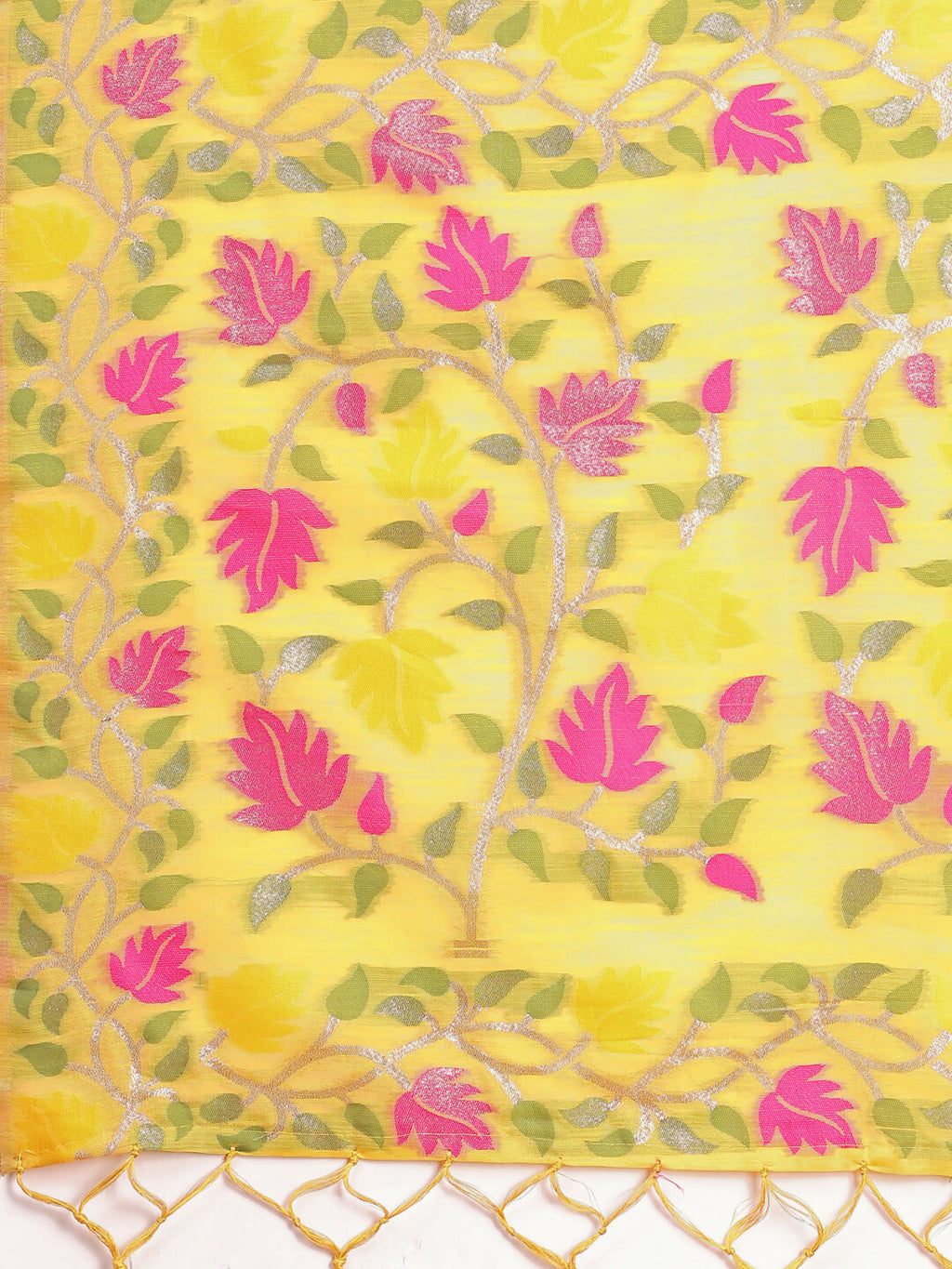 Shree Shyam Fashion Linen Cotton Yellow Saree