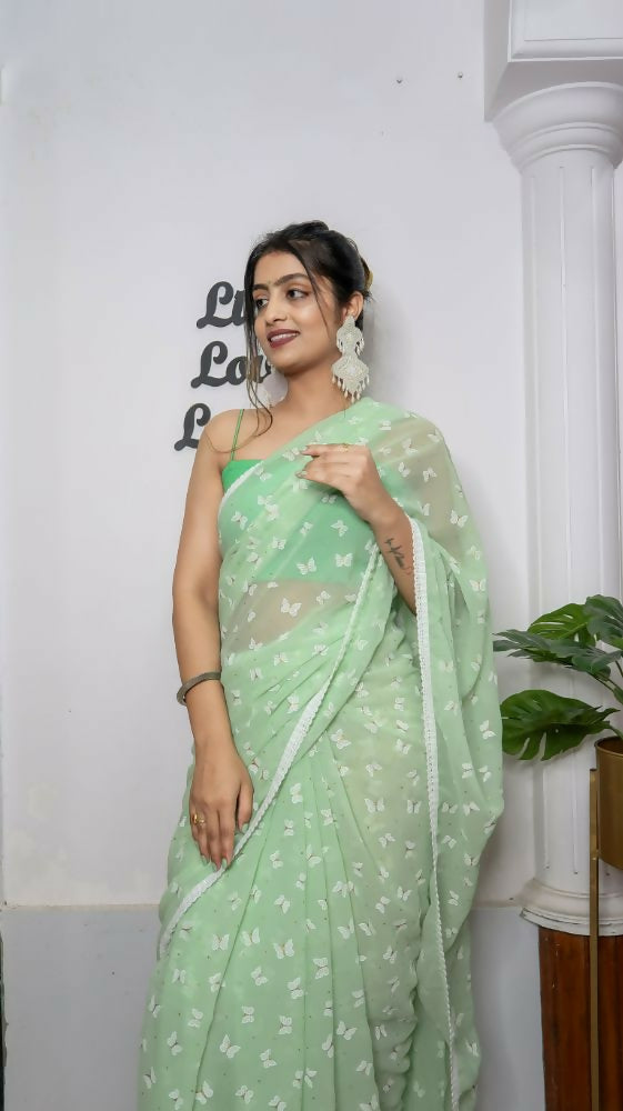 Vamsee Patangiyu Green Georgette Saree