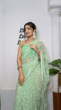 Vamsee Patangiyu Green Georgette Saree