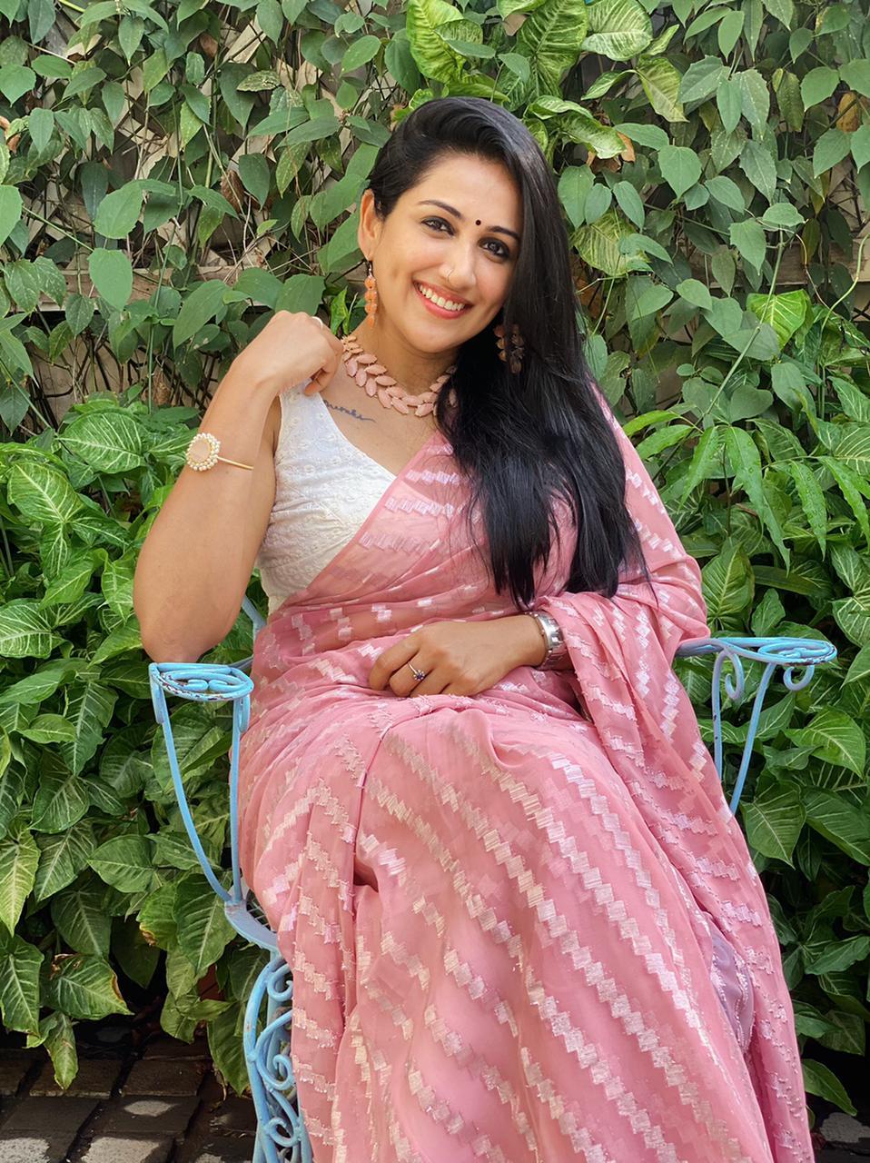 Pink Poly Chiffon Ethnic Motifs Saree with Unstitched Blouse - A2M