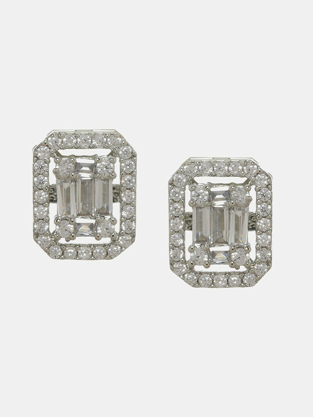Silver Diamond Studs- Ruby Raang