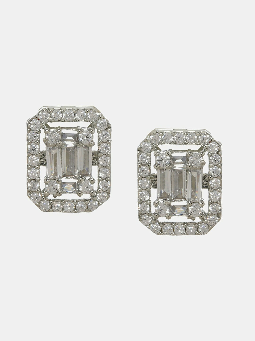 Silver Diamond Studs- Ruby Raang