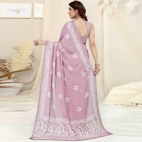 Women's Partywear Designer Pink Chinon Shiffon Fancy Saree - Dyuti
