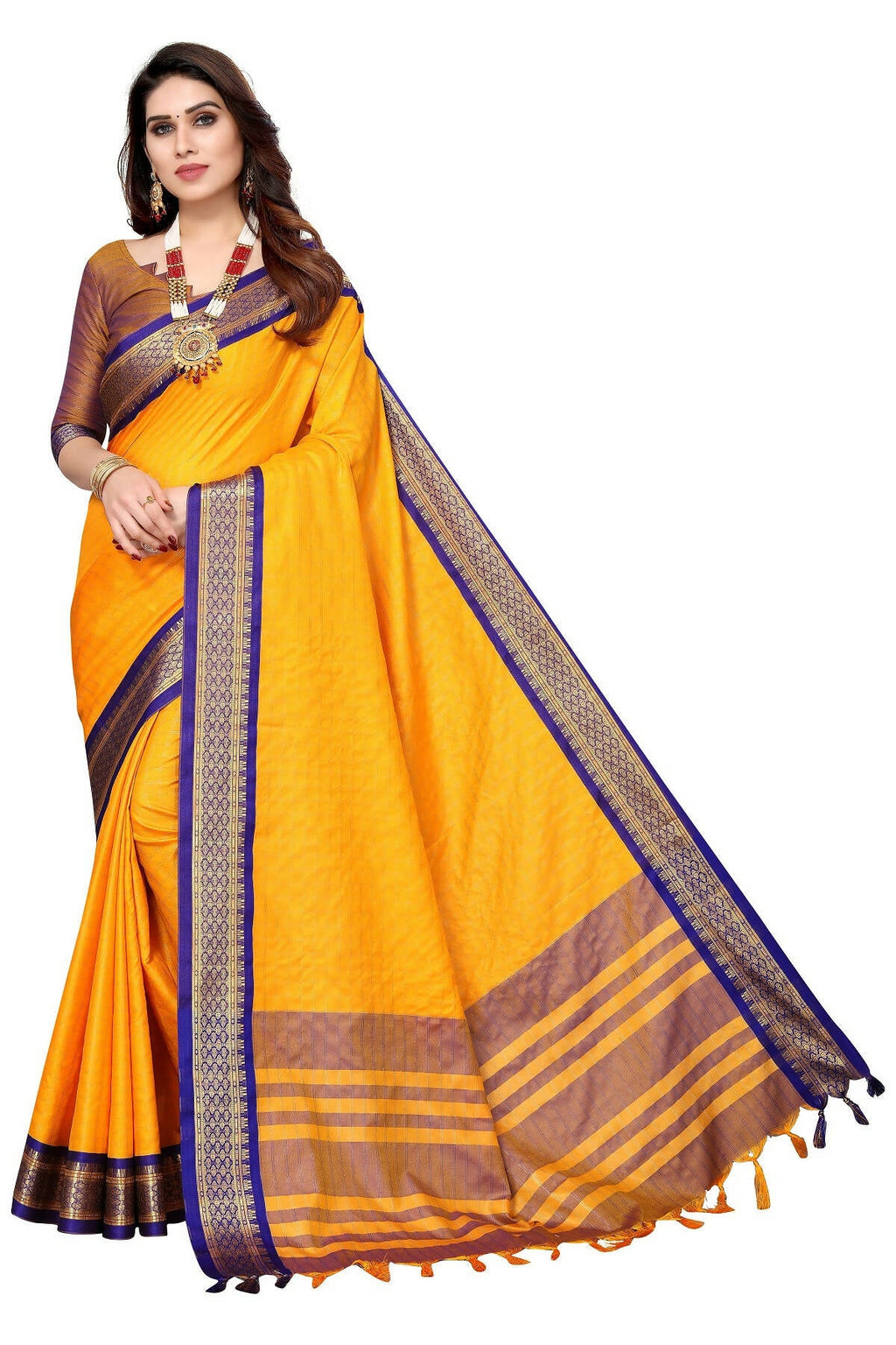 Vamika Weaving Yellow Cotton Silk Saree (BHAVINI YELLOW)