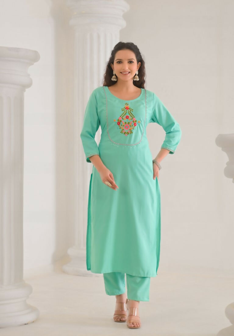 Ethnic Festive Wear Reyon Slub Tile Stitched Suit With Dupatta - Tanisha