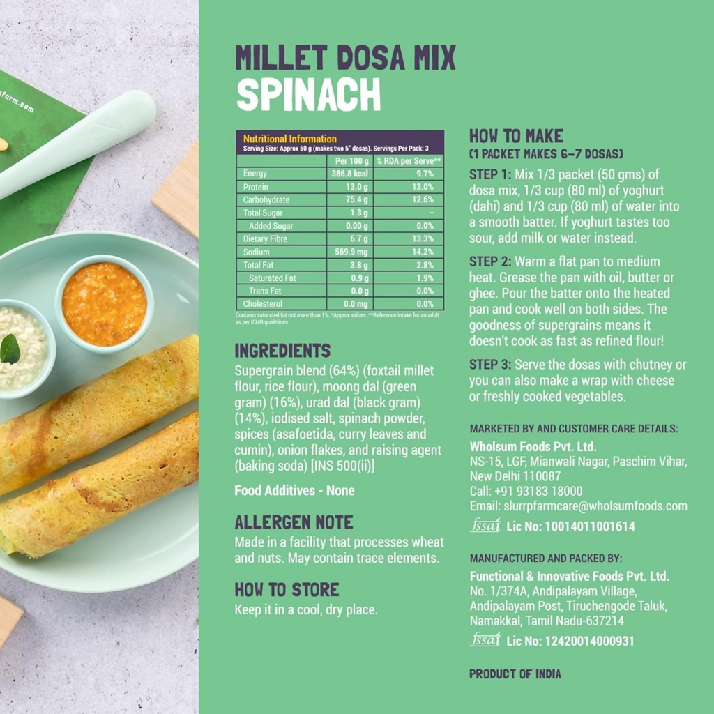Slurrp Farm Spinach And Beetroot Millet Dosa Mix Combo