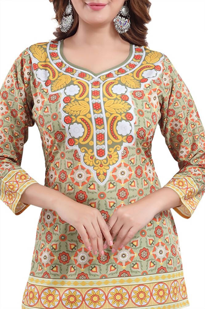 Snehal Creations Faux Crepe Printed Tunic Top