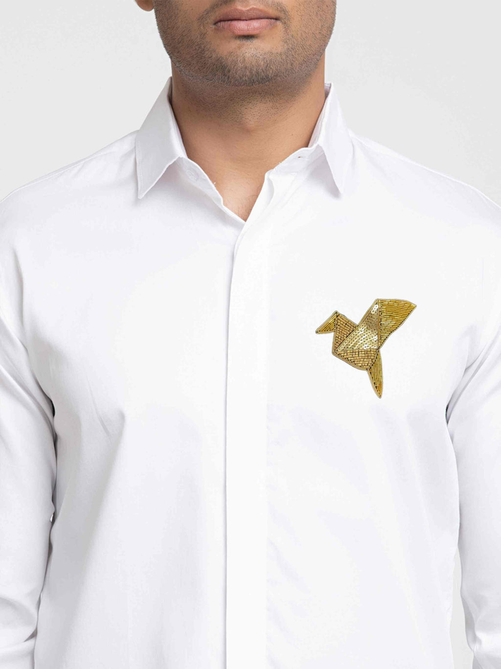 Origami Bird Embroidery Shirt by Hilo Design