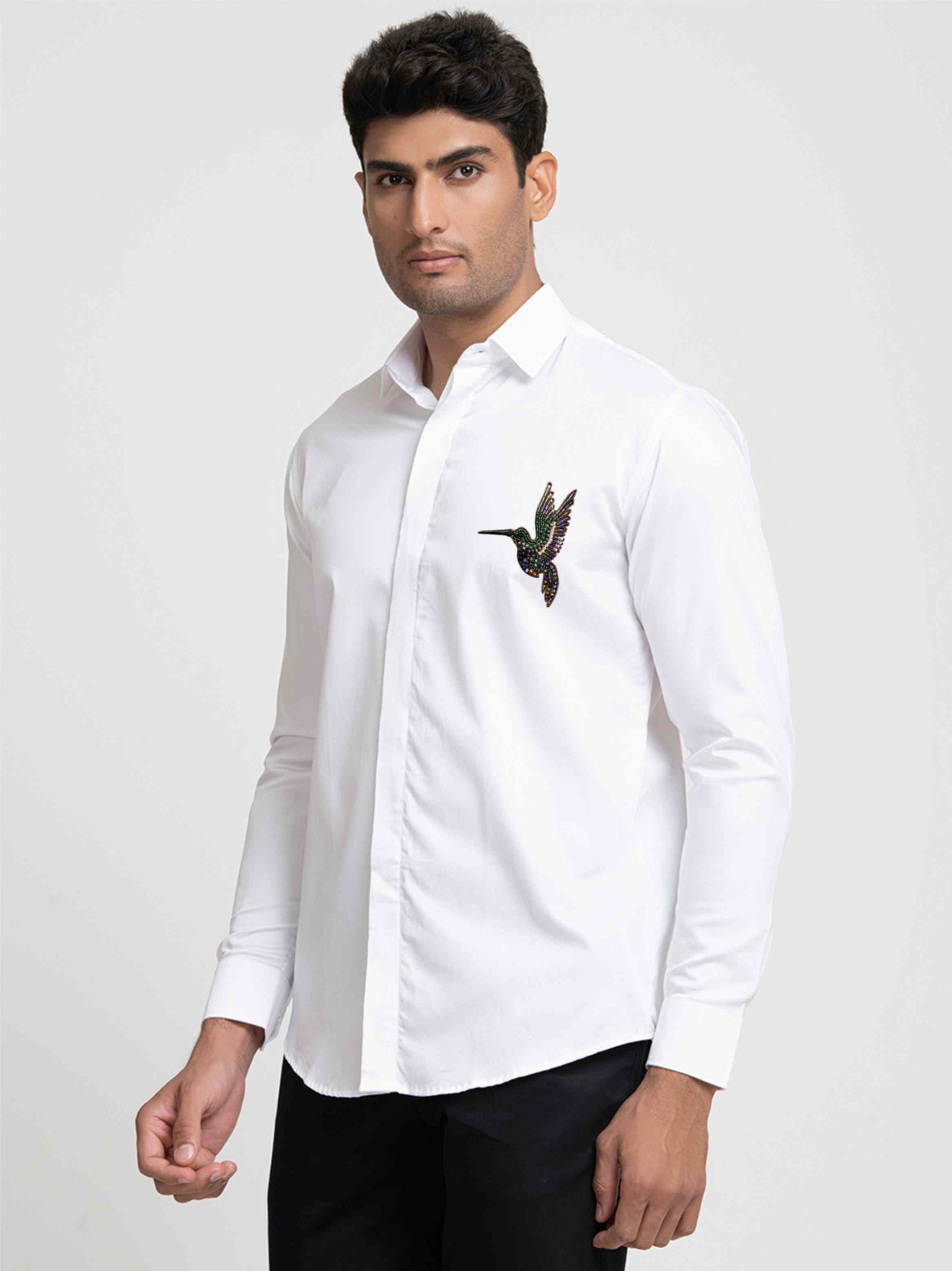 Bird Embroidered Shirt by Hilo Design