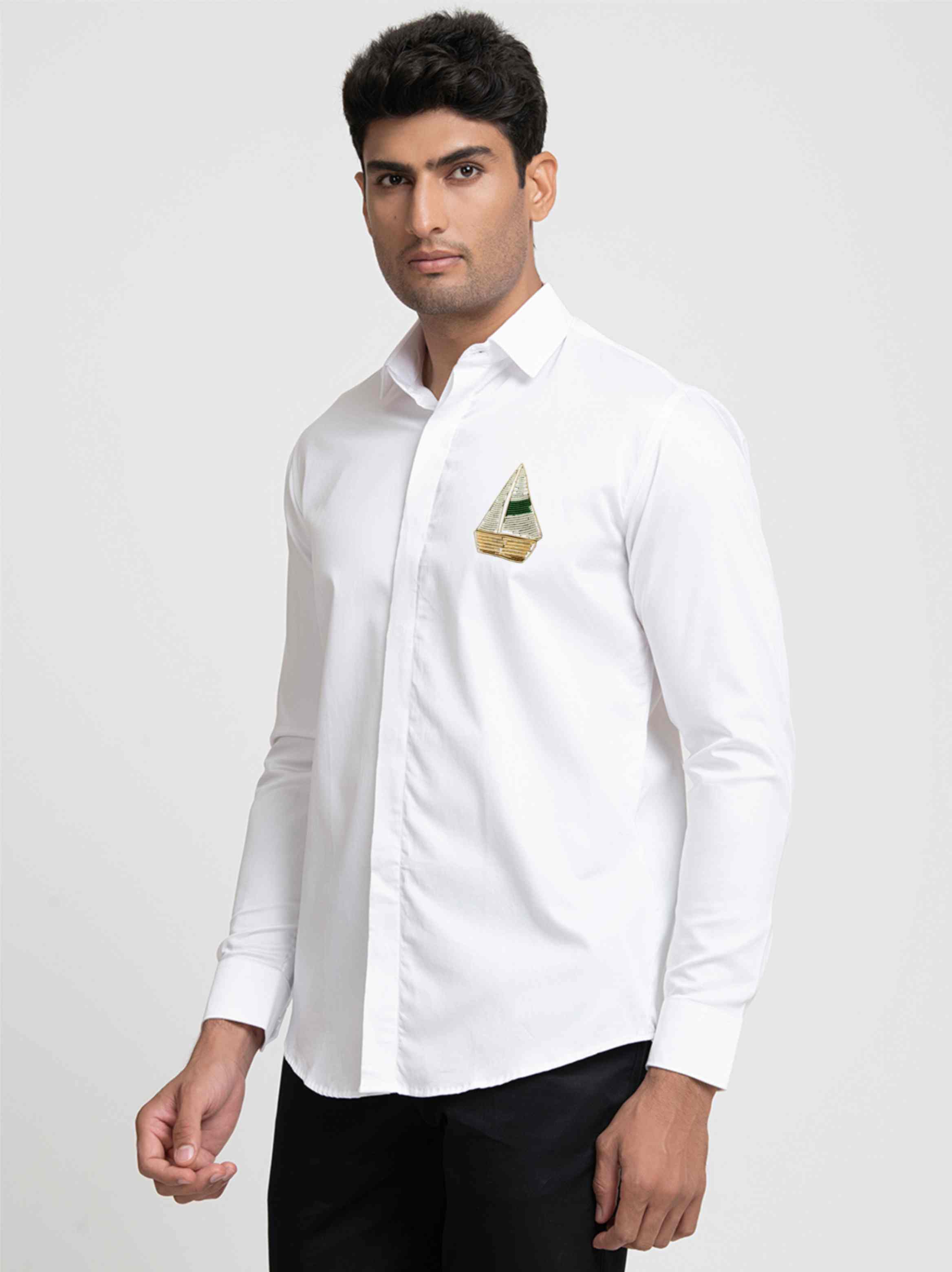 Boat Embroidery Shirt by Hilo Design