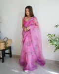 Vamsee Pink Organza Saree