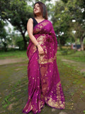 Exclusive Collection Purple Beautiful Cotton Silk Saree