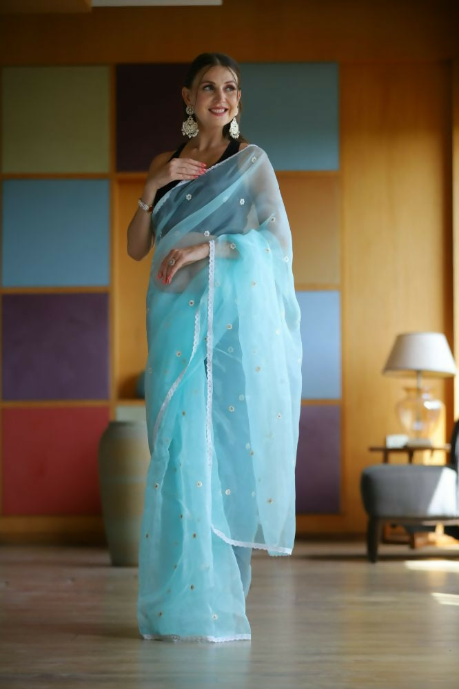 Vamsee Manbhari Sky Organza Saree