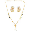 AanyaCentric Gold-Polished Short Mangalsutra Set with Earrings