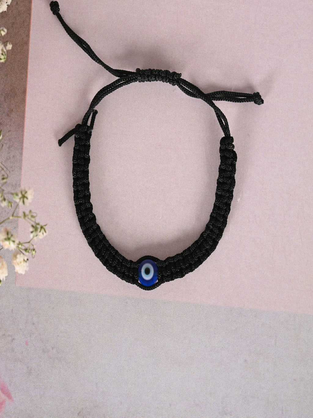 NVR Women & Men Black Evil Eye Rakhi With Roli Chawal