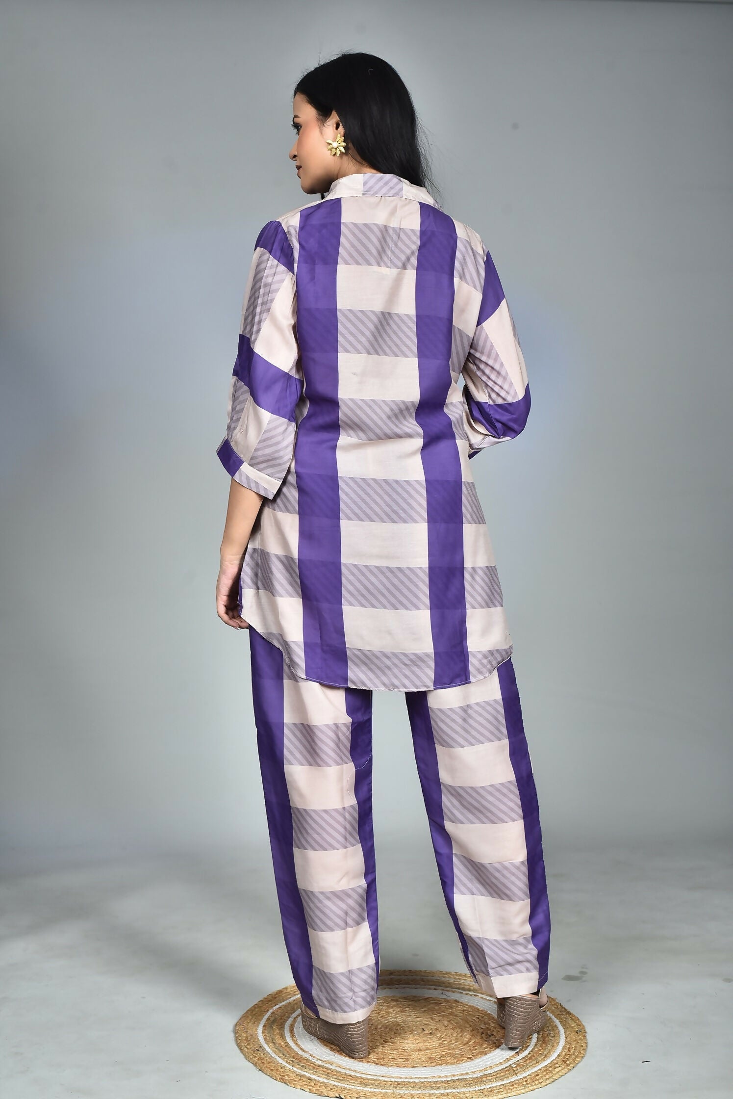Morchari Digital Print Semi Muslin Co-Ord Set Top & Trouser-Multicolor