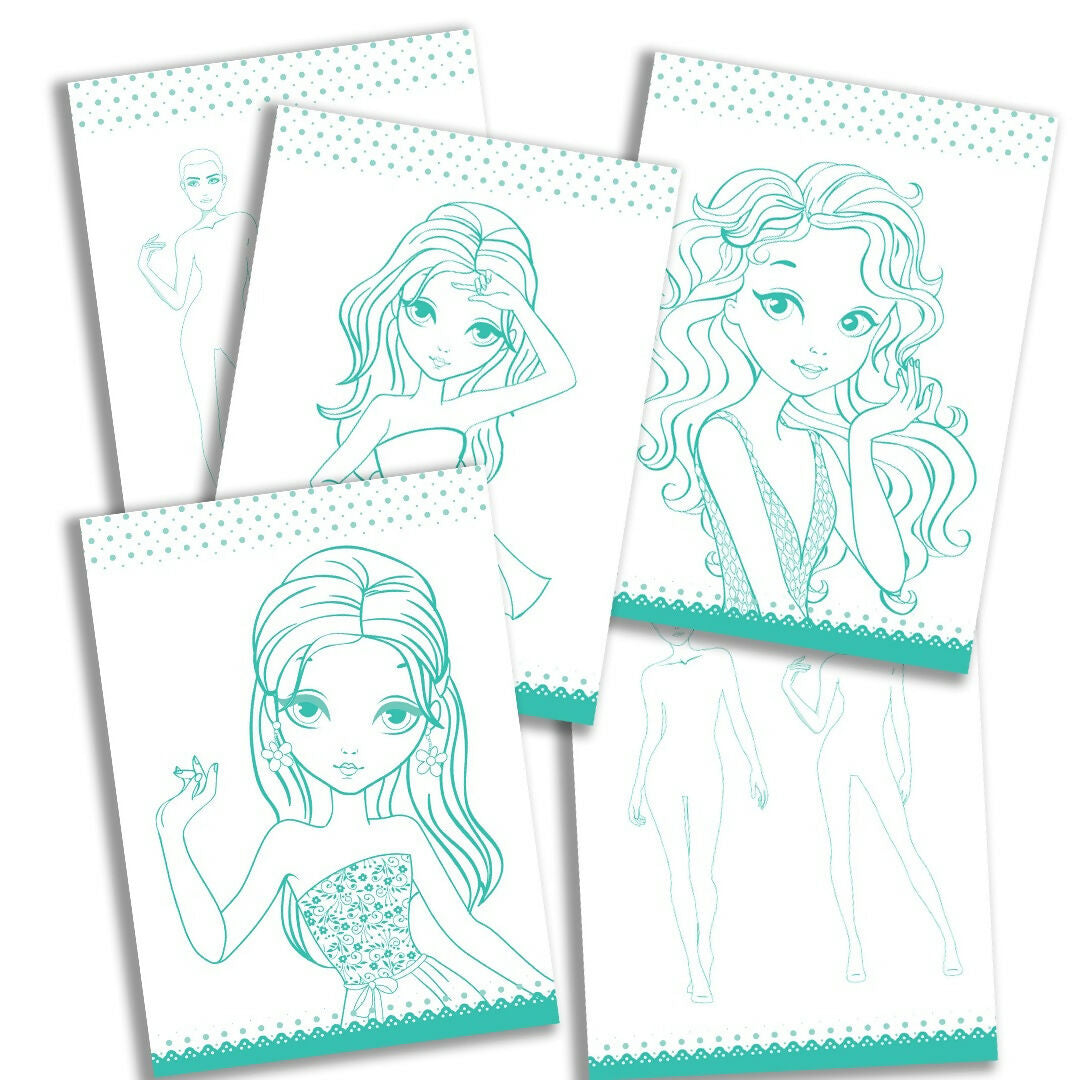 Dreamland Publications Style Studio Fashion Sketch Activity Book 2 for Girls Age 4-8 years
