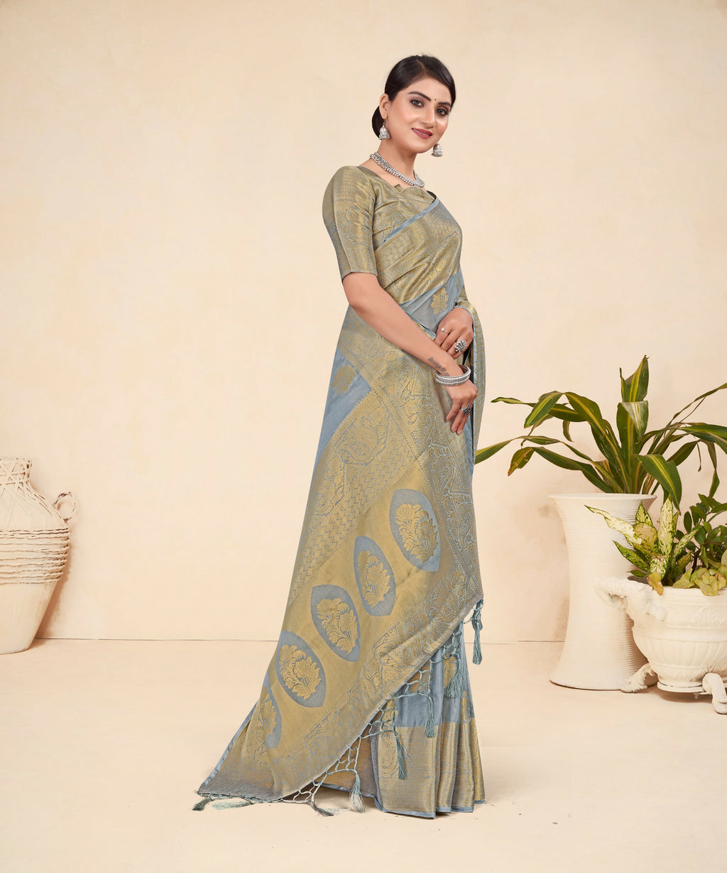 Grey Viscose Weaving Designer Saree - Vandini