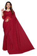 Vamika Maroon Pearls Net Saree