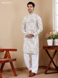 Off white Viscose Designer Embroidery Work Men's Rajwadi Kurta Set - Mahotsav