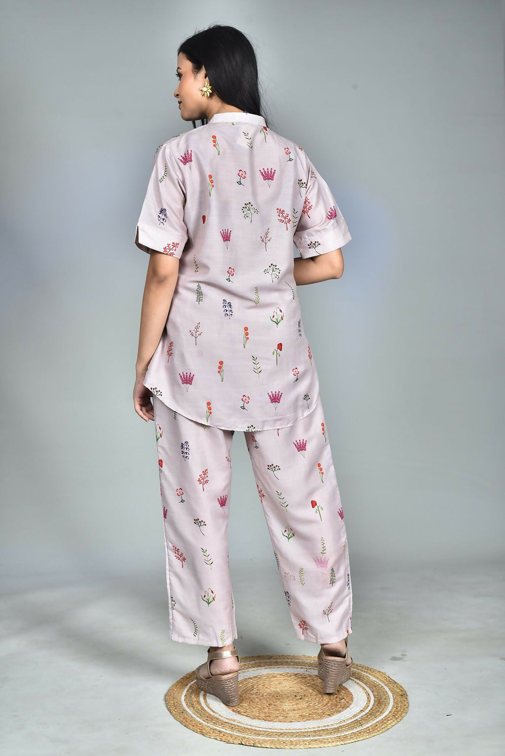 Morchari Digital Print Semi Muslin Co-Ord Set Top & Trouser-Multicolor