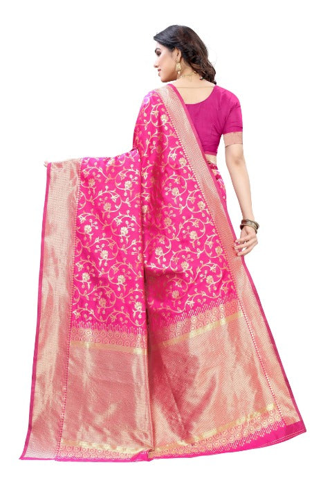 Vamika Banarasi Jacquard Weaving Pink Saree (PARINITI PINK)