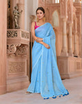 Joban Fashion Women Sky Blue Trendy Cotton Saree