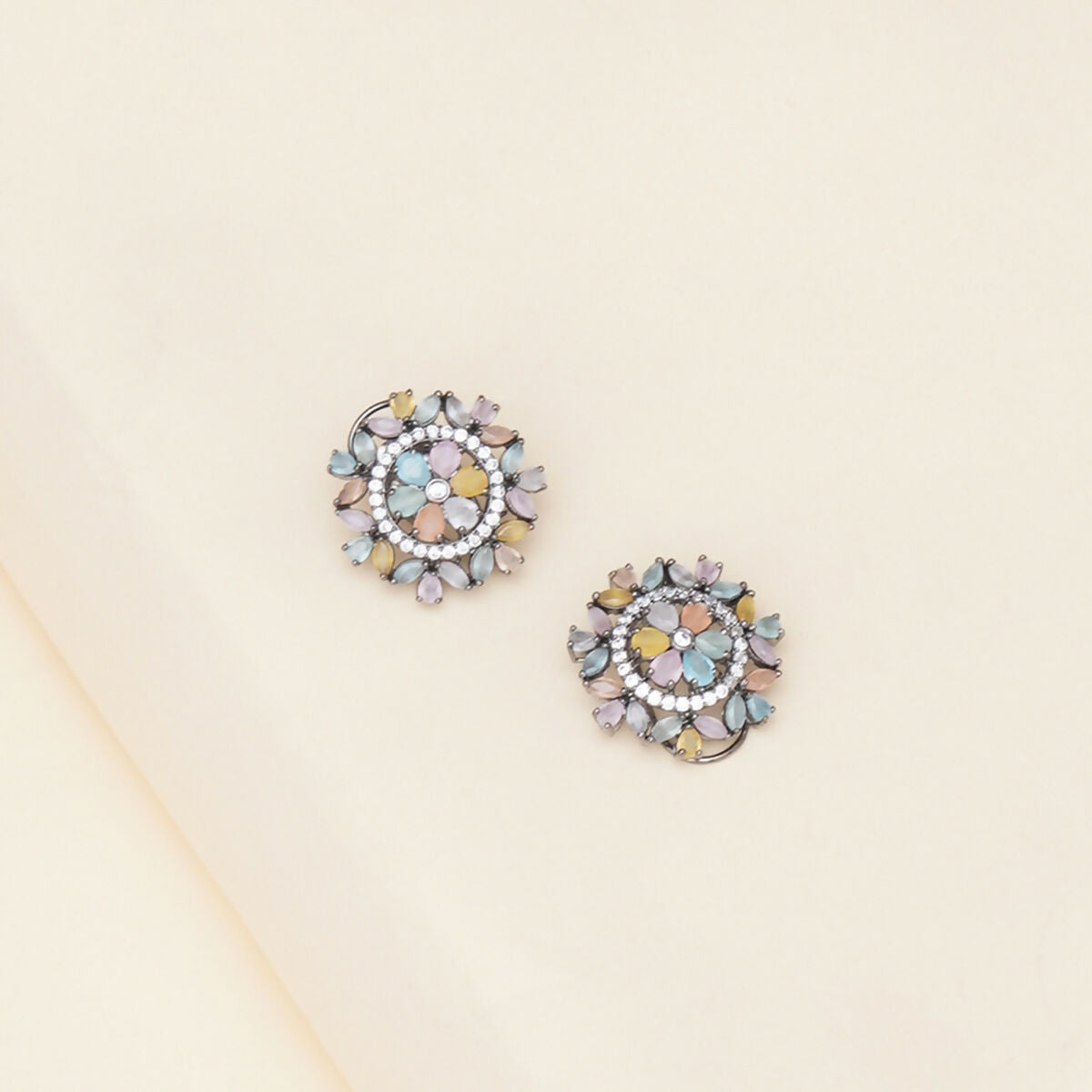 Blush Flower Stone Studs- Ruby Raang