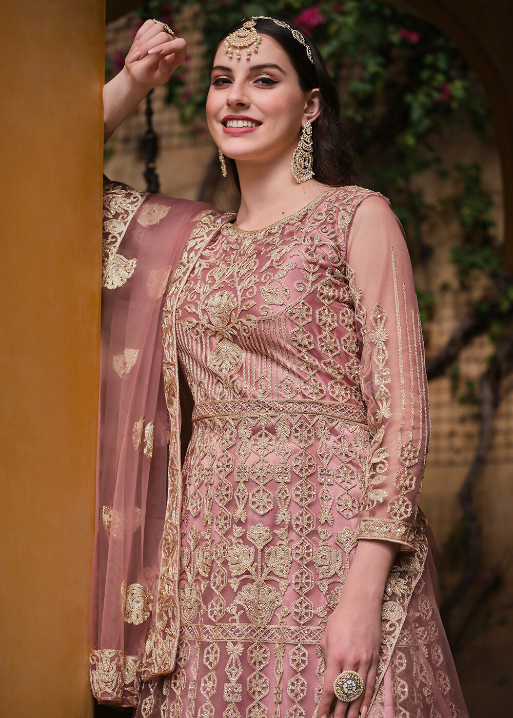Light Purple Pure Butterfly Net Wedding Wear Anarkali Suit - Emponline