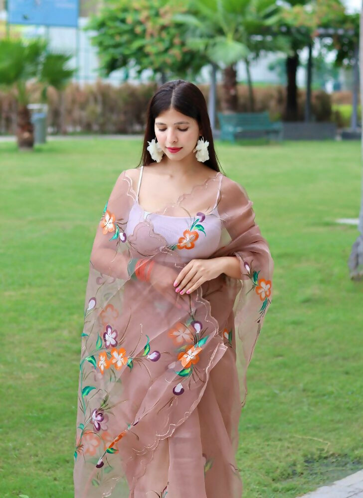 Vamsee Urmila Brown Organza Saree