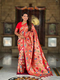 PR Fashion Red Oft Kanjivaram Paithani Silk With Zari Weaving Meenakari Design Saree