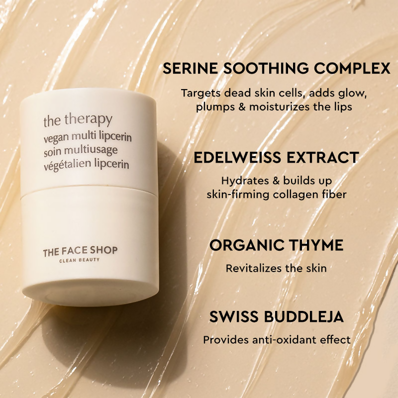 The Face Shop The Therapy Lipcerin, 12HR Moisture Lip Mask, Balm & Scrub