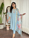Lavender Viscose chanderi Stitched Suit With Dupatta - Tanisha