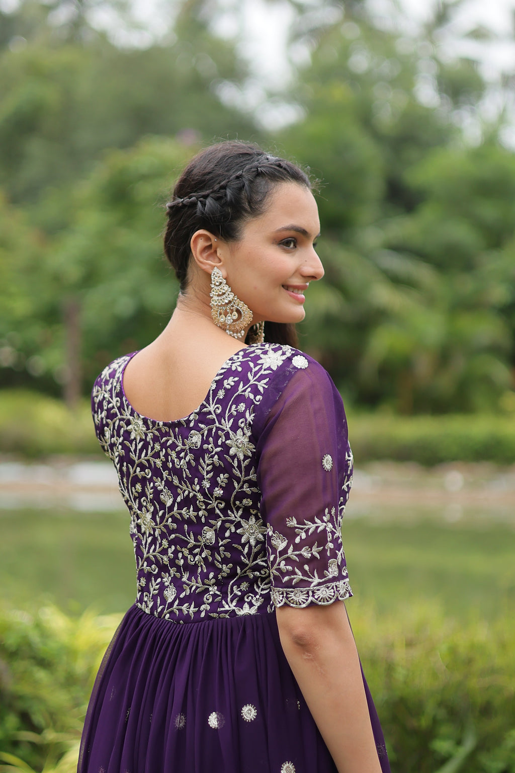 Teeya Creation Purple Color Faux Georgette Embroidery Work Fully Stitched Kurti