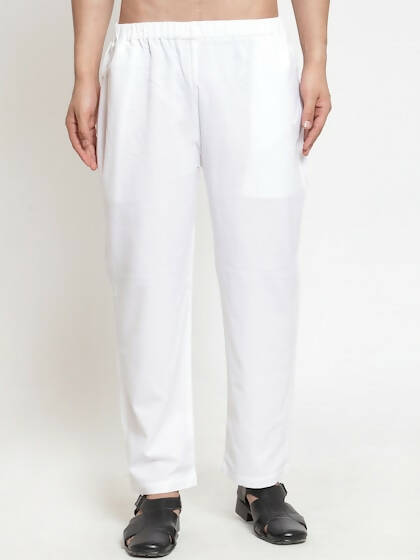 Jompers Men White Solid Pyjamas