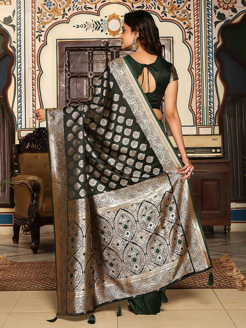 Shree Shyam Fashion Dark Green Silk Saree