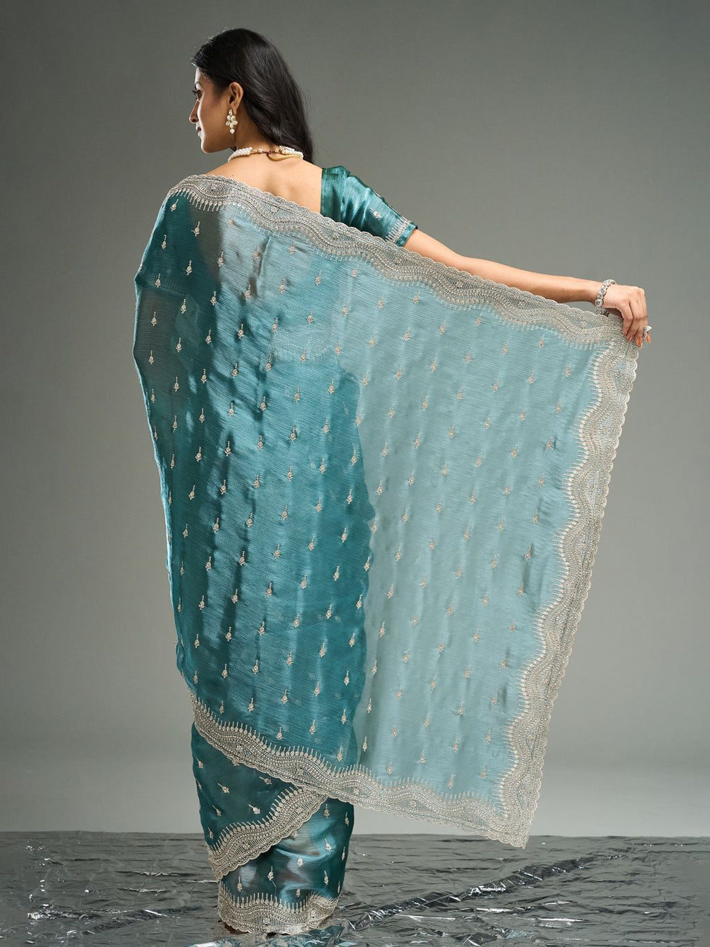 kasee Floral Embroidered Silk Blend Saree