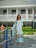 Joban Fashion Positive Sky Blue Digital Print With Position Foil Kurta Set